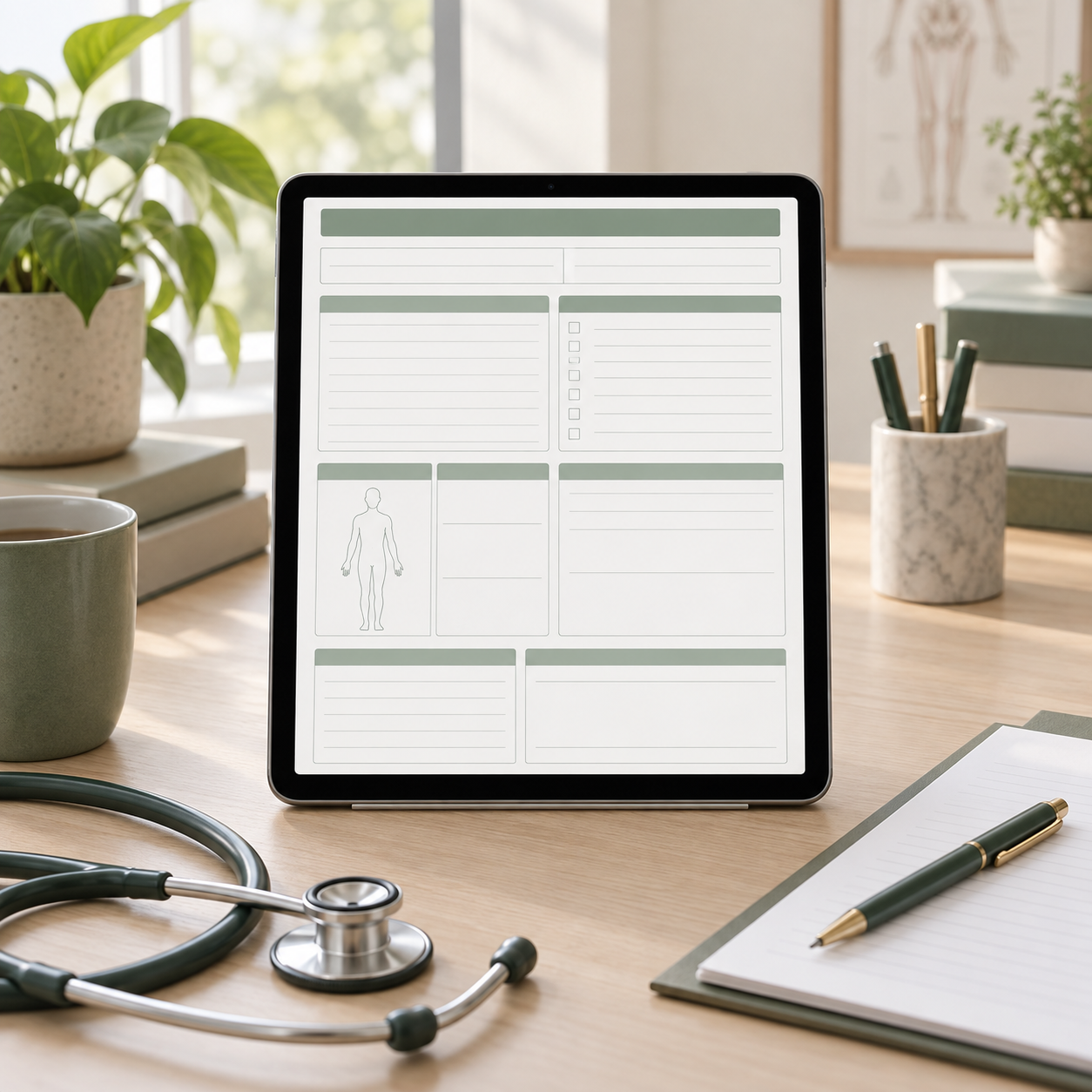 Digital planner displayed on a tablet